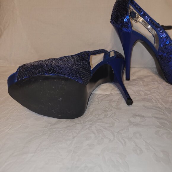 GUESS Blue sequin platform heels - Picture 3 of 3